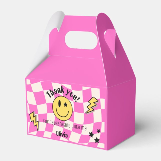 Preppy Hot Pink Y2K Retro Smile Birthday Gevor Box Geschenkschachtel (Vorderseite)