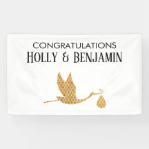 Preppy Imitats Gold Stork Herzlichen Glückwunsch K