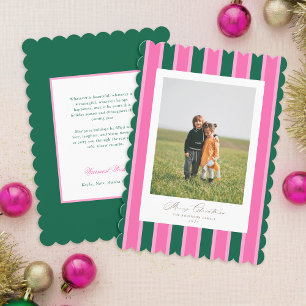 Preppy Joy Christmas Foto Card Scalloped Holiday Feiertagskarte