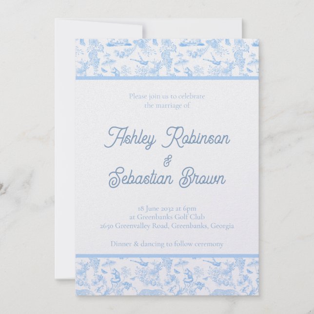 Preppy Jungle Chinoiserie Einladung zur Hochzeit (Vorderseite)