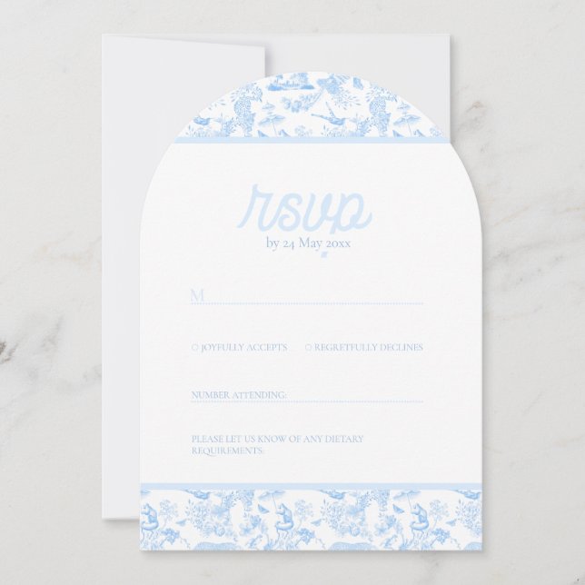 Preppy Jungle Chinoiserie Toile Einladung (Vorderseite)