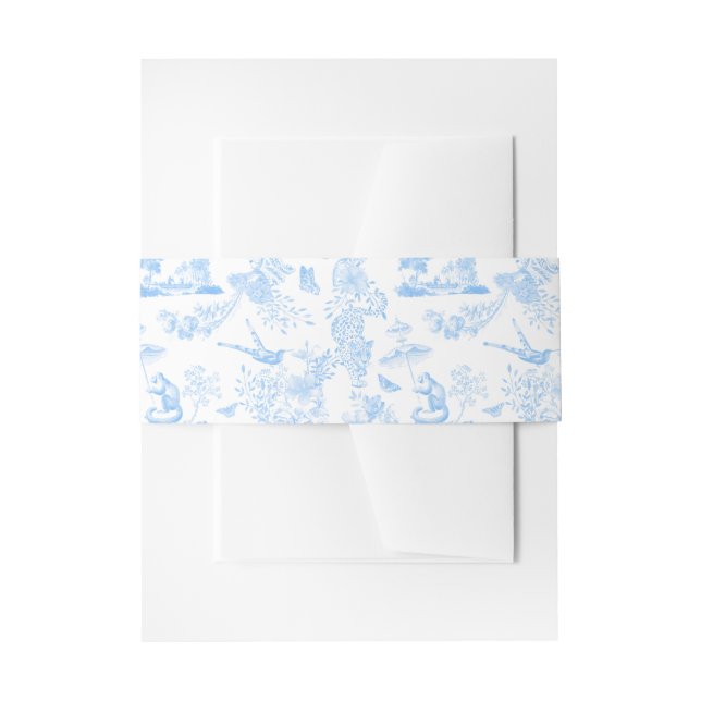 Preppy Jungle Chinoiserie Toile Einladungsbanderole (Vorderseite Beispiel)