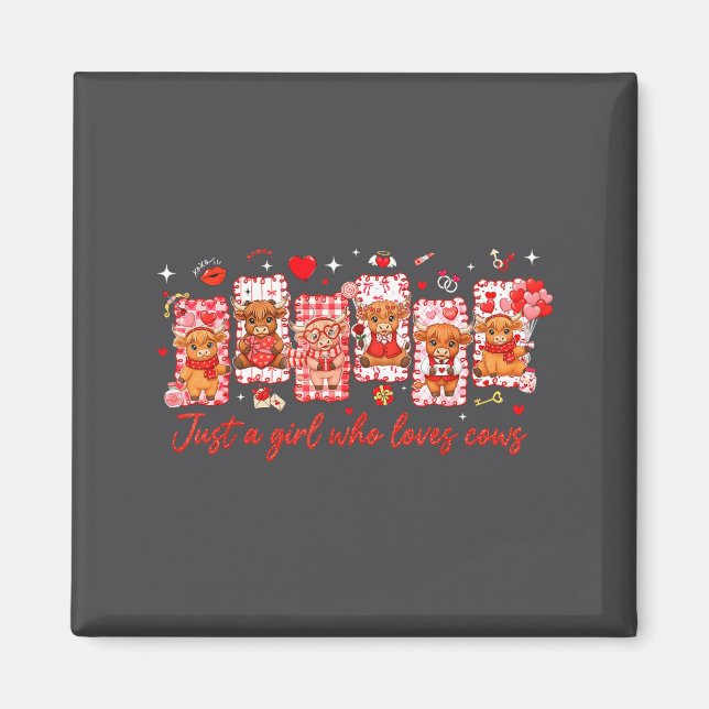 Preppy Just A Girl Who Loves Cows Valentines Day A Magnet (Vorne)