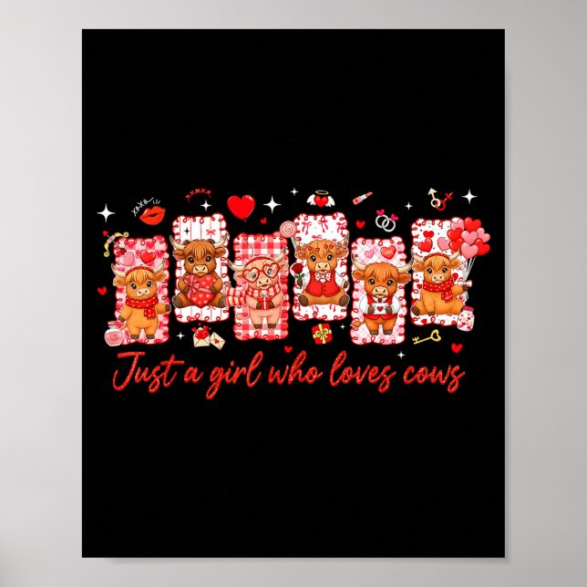 Preppy Just A Girl Who Loves Cows Valentines Day A Poster (Vorne)