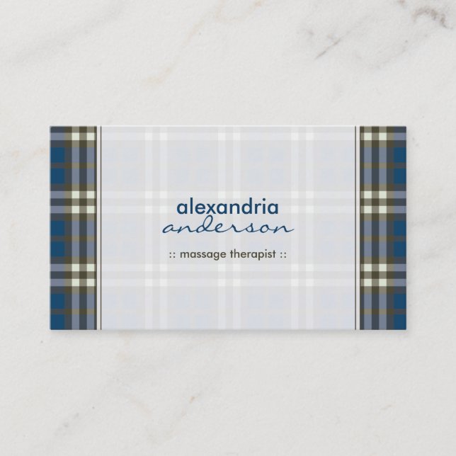 Preppy Kariert Business Card (navy blue) Visitenkarte (Vorderseite)