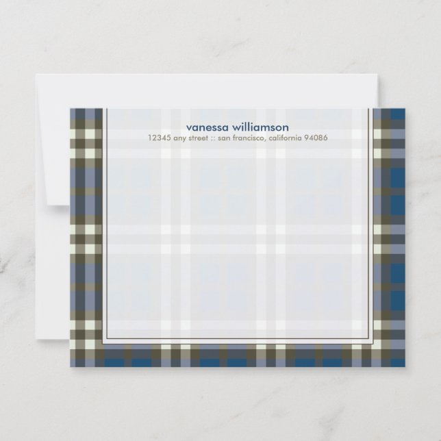Preppy Kariert Custom Flat Mitteilungskarten (Mari (Vorderseite)