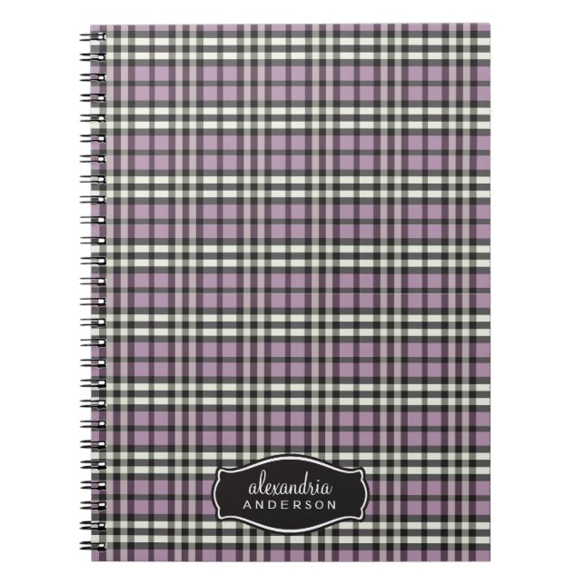 Preppy Kariert Custom Notebook (schwarz/lila) Notizblock (Vorderseite)