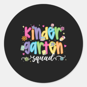 Preppy Kindergarten Squad Team Crew Teacher Back T Runder Aufkleber