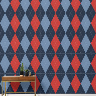 Preppy Klassiker Argyle Navy, Barn Rot & Smoke Bla Tapete
