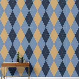 Preppy Klassiker Argyle Navy, Smoke Blue & Khaki Tapete