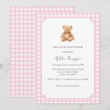 Preppy-Klassiker-Teddybär-Baby-Shower-Einladung