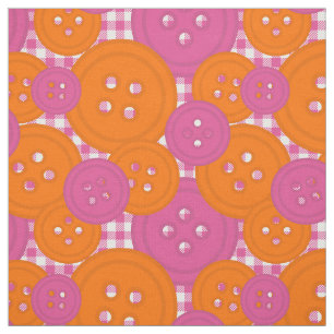 Preppy-Knopf-Gingham-Muster - Hot Pink & Orange Stoff