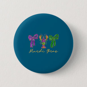 Preppy-Kokette Mardi-Gras-Schleife Flusskrebs Button