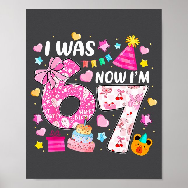 Preppy Kokette Schleife Ich war 6 jetzt bin ich 7  Poster (Vorne)