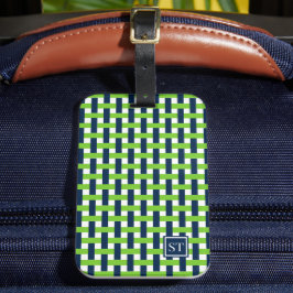 Preppy-Korbegeflecht – Navy- und grünes Monogramm Gepäckanhänger
