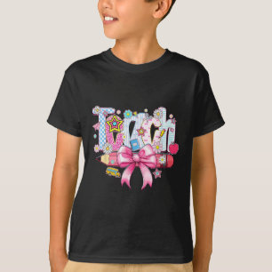 Preppy-Lehrer-Lehrerin-Rosa-Blumen-Coquette-Bleist T-Shirt