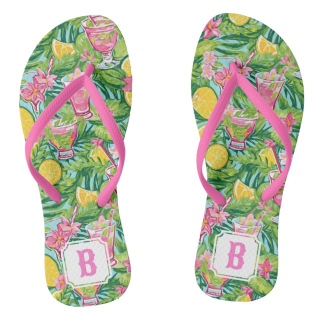 Preppy Lemon Cocktail | Monogramm Flip Flops (Fußbett)