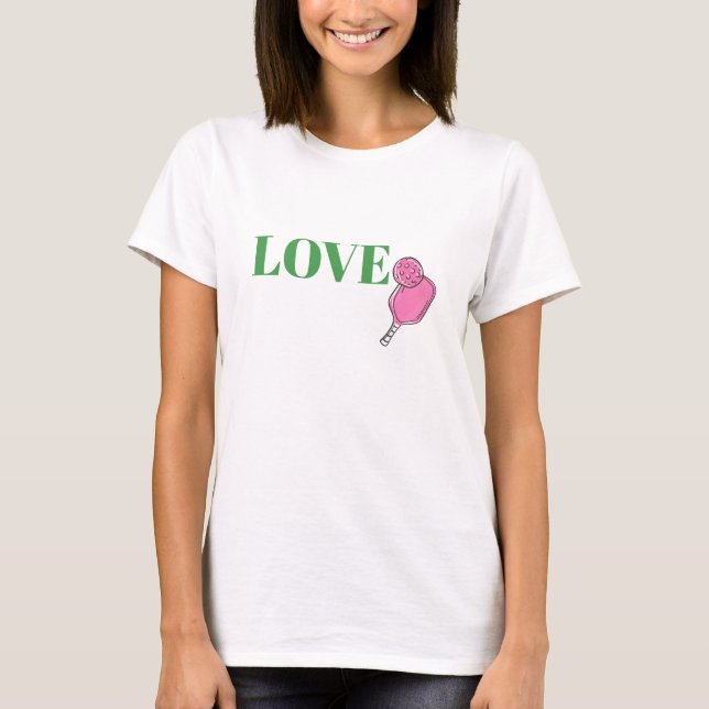 Preppy Liebe Pink Pickleball Paddle Ball T-Shirt (Vorderseite)