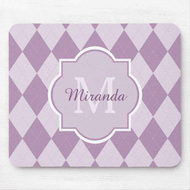 Preppy Light Lila Raute Girl Monogram und Name Mousepad (Vorne)