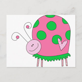 Preppy Lil Pink und Green Ladybug Postkarte