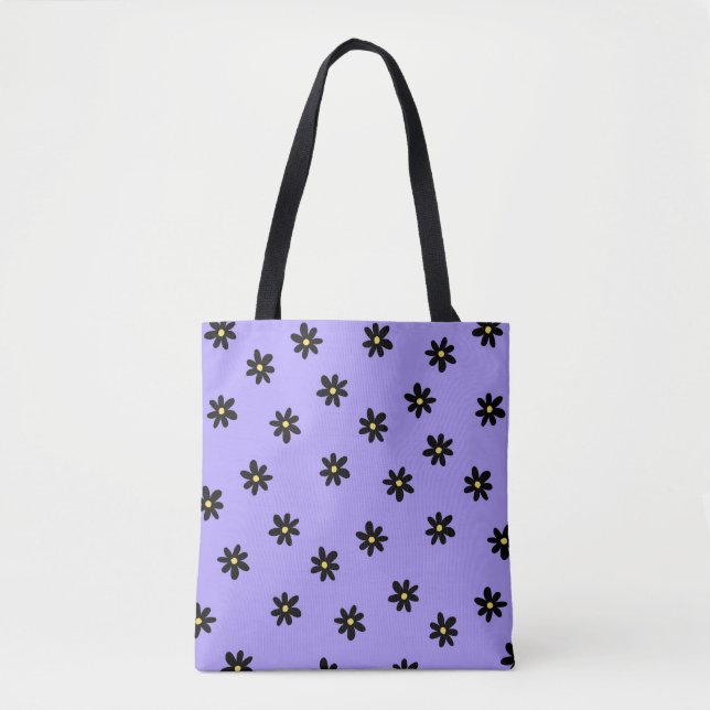 Preppy Lila Black Floral Simple Blume Pattern (Vorderseite)