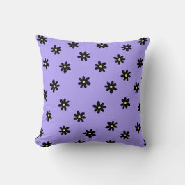Preppy Lila Black Floral Simple Blume Pattern Kissen