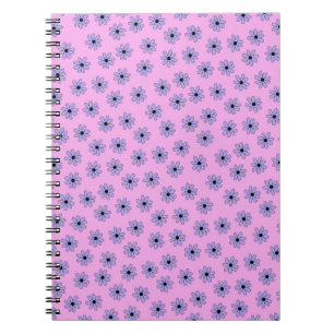 Preppy Lila Blau Hippie Blumenmuster Notizblock