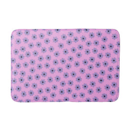 Preppy Lila Blue Floral Simple Blume Pattern Badematte