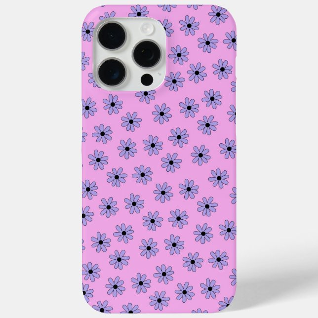 Preppy Lila Blue Hippie Blume Muster Case-Mate iPhone Hülle (Rückseite)