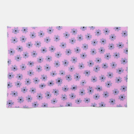 Preppy Lila Blue Hippie Blume Muster Geschirrtuch