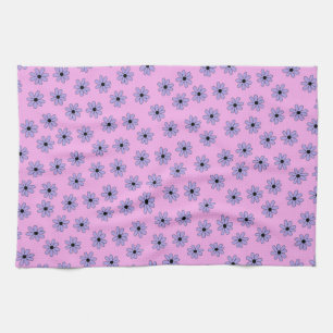 Preppy Lila Blue Hippie Blume Muster Geschirrtuch