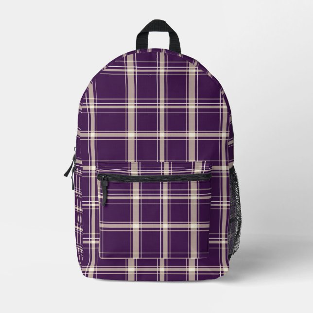 Preppy Lila Kariert Bedruckter Rucksack (Vorderseite)