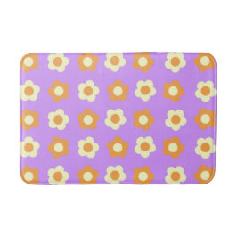 Preppy Lila Orange Floral Simple Blume Pattern Badematte