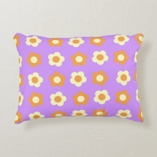 Preppy Lila Orange Floral Simple Blume Pattern Dekokissen