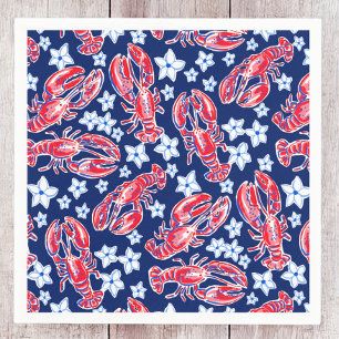 Preppy Lobster Blume Red Navy Muster Serviette
