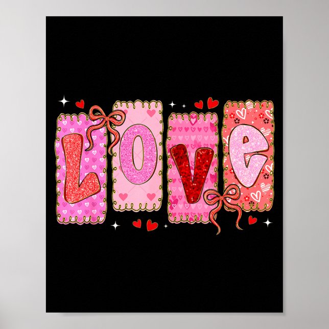 Preppy Love Valentine Nk Coquette Bow Girl Women K Poster (Vorne)