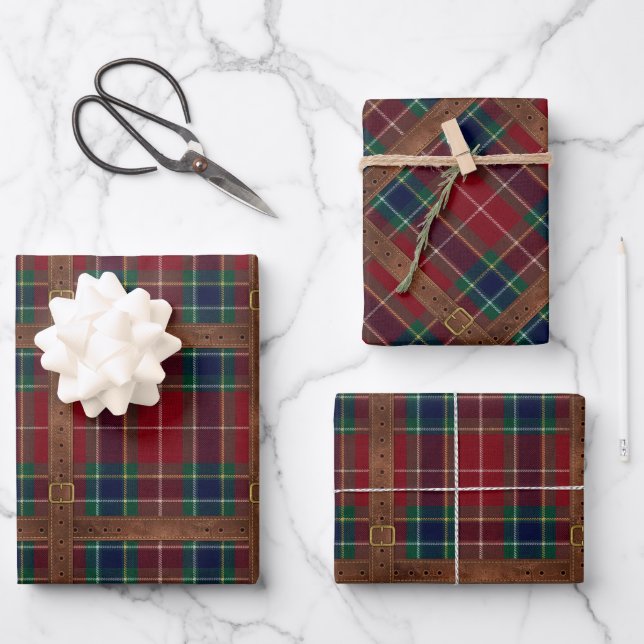Preppy Lux Christmas Plaid II Geschenkpapier Set (Vorderseite)