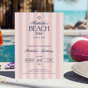 Preppy-Mädchen-Rosa-Beach-Club-Geburtstag Einladung