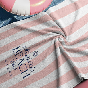 Preppy-Mädchen-Rosa-Strandclub-Geburtstag Strandtuch