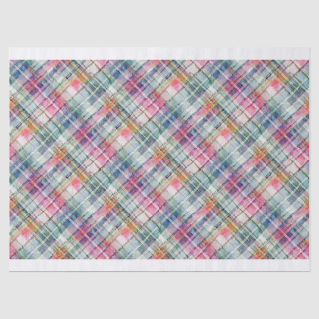 Preppy Madras Diagonal Kariertes Gewebe Seidenpapier (Vorderseite)