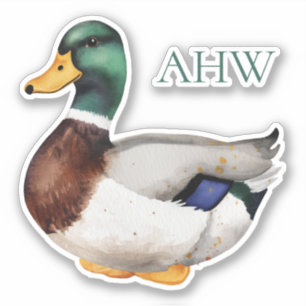 Preppy Mallard Duck Monogram Aufkleber
