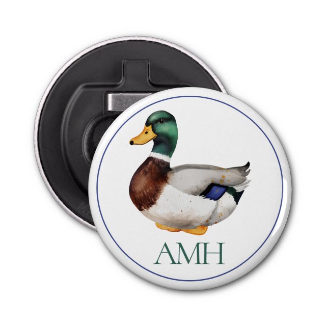 Preppy Mallard Duck Monogram Flaschenöffner (Vorderseite)