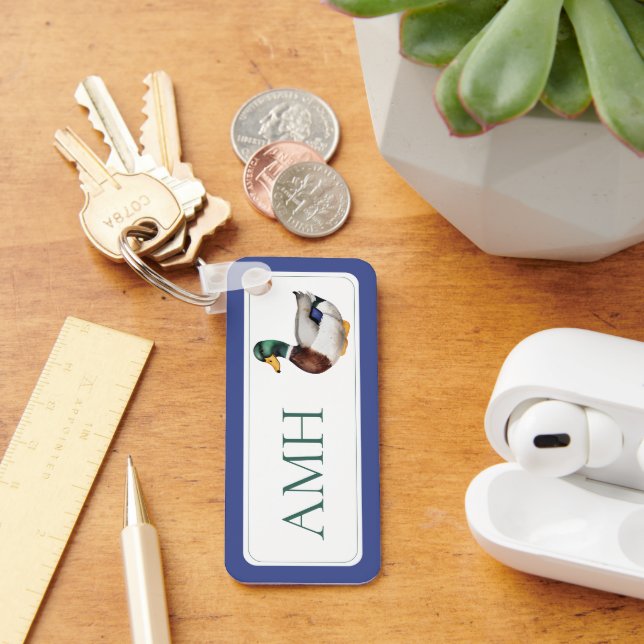 Preppy Mallard Duck Monogram Schlüsselanhänger (Schreibtisch)