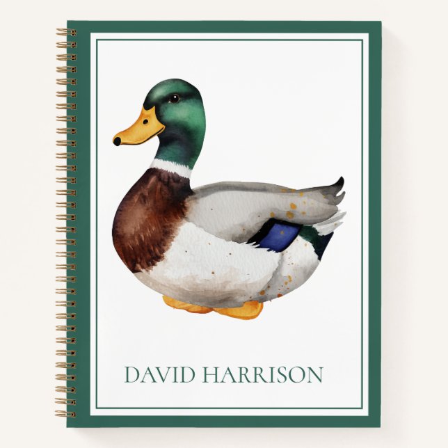 Preppy Mallard Duck Personalisiert Notizbuch (Vorderseite)