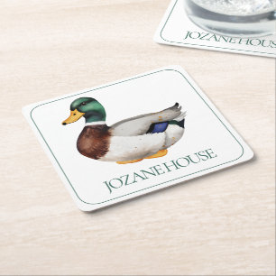 Preppy Mallard Duck Personalisiert Rechteckiger Pappuntersetzer