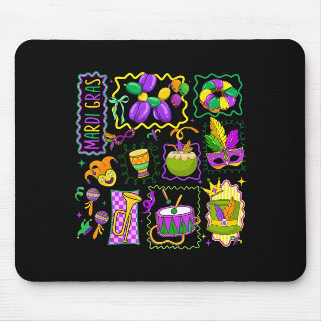 Preppy Mardi Gras Jester Hat Mask King Cake Carniv Mousepad (Vorne)