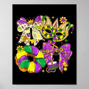 Preppy Mardi Gras Narrrenmasken-Schleife King Cake Poster