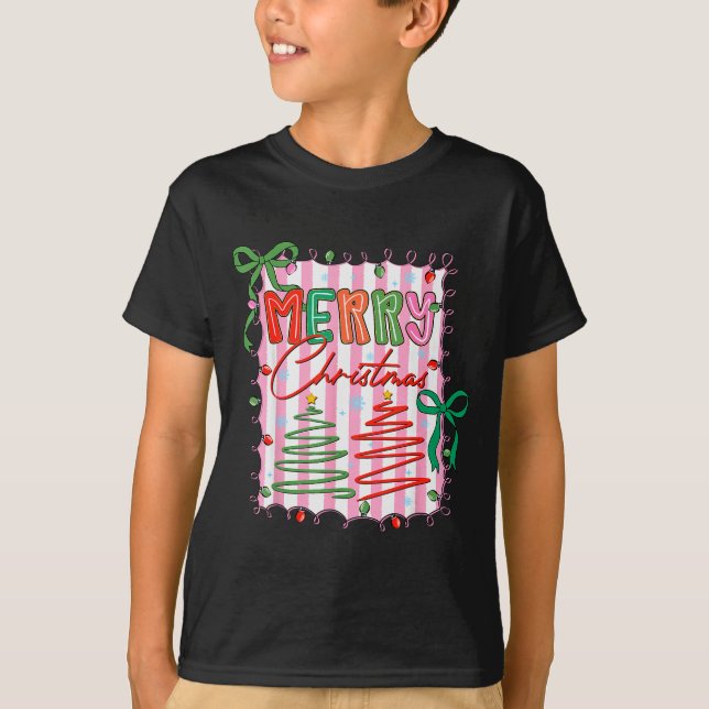 Preppy Merry Christmas Coquette Bow Xmas Holiday G T-Shirt (Vorderseite)
