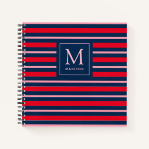 Preppy Mit Monogramm Striping Spiralnotebook Notizbuch