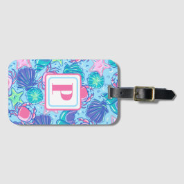 Preppy Monogram Beach Muschel Crab Gepäckanhänger